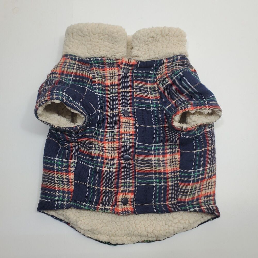 OFFLINE By Aerie Dog Plaid Flannel Shirt Puppy Jacket Sherpa Lined Medium NWT